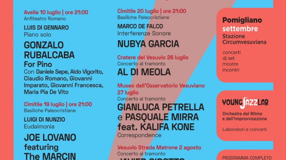 Pomigliano Jazz, dal 10 luglio ad Avella, Cimitile e sul Vesuvio