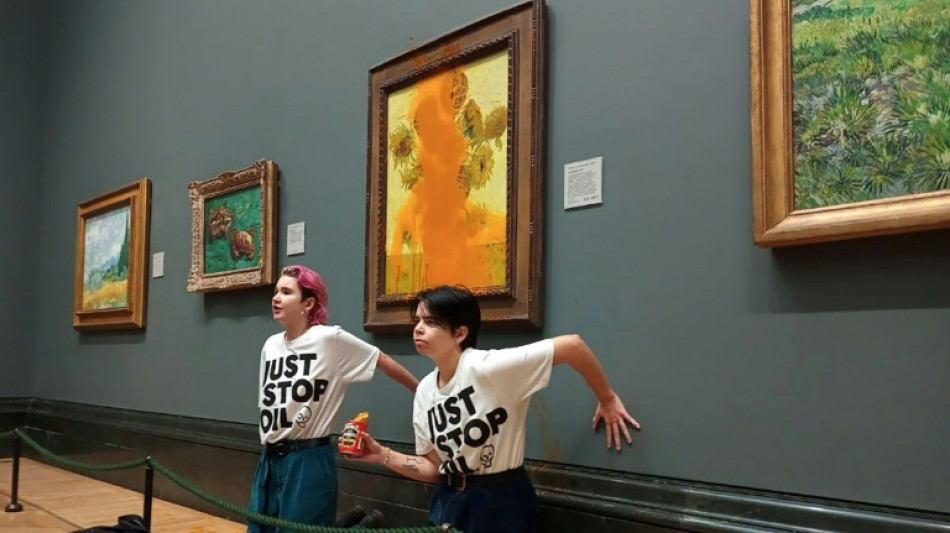 Climate activists throw soup over Van Gogh's 'Sunflowers' in London