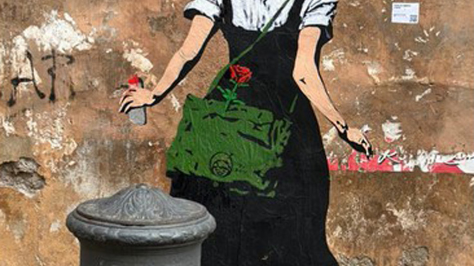25 aprile: murale Tvboy a via Rasella per ricordare Liberazione